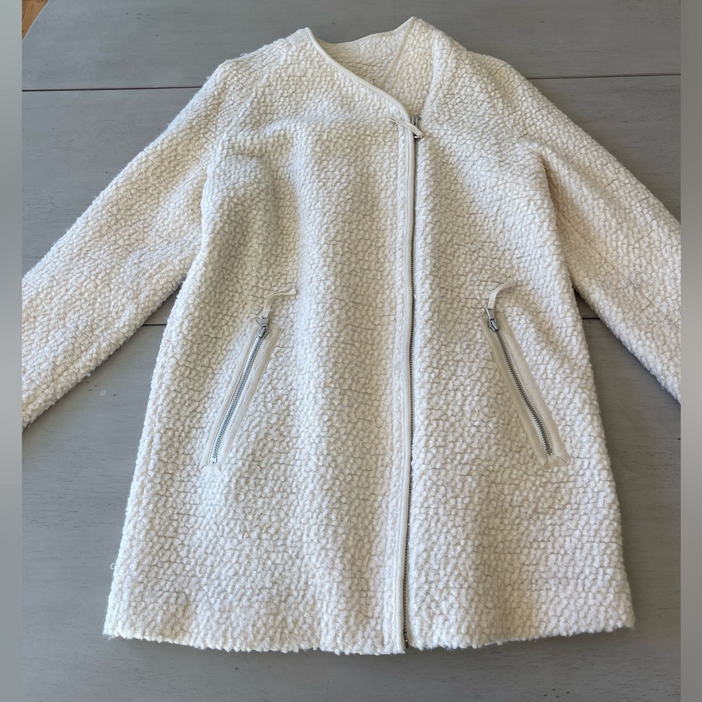 Lou and & Grey Boucle Cocoon Wrap Coat in Cream
